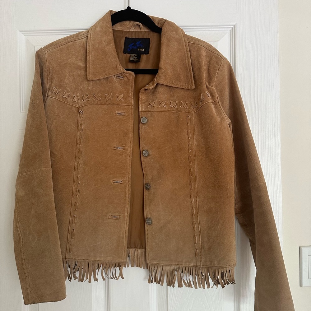 Suede cowboy jacket with fringe